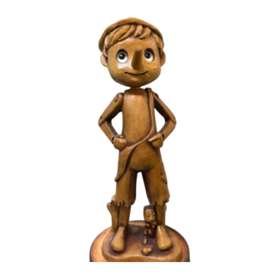 Pinocchio con scoiattolo - creazione in legno fatta a mano