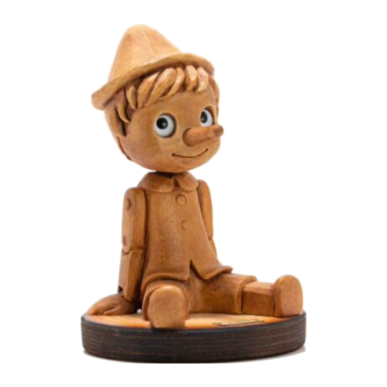 Pinocchio seduto - creazione in legno fatta a mano