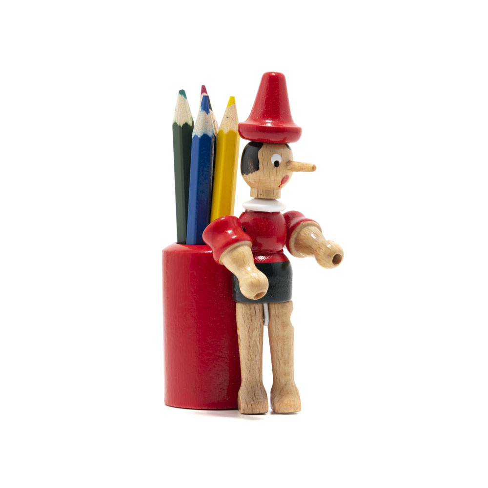 Porta matite Pinocchio piccolo con colori - Bottega Pinocchio